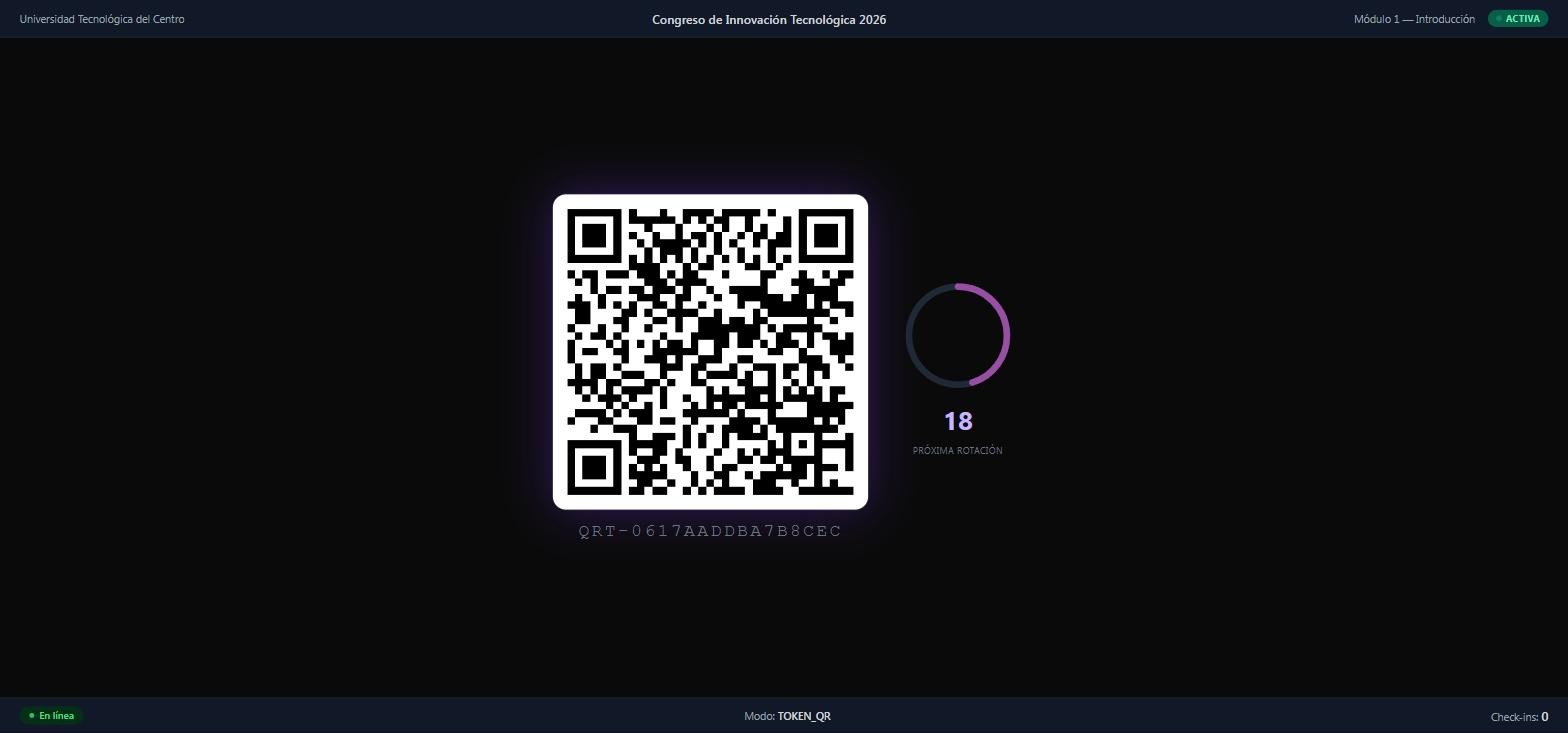 Pantalla de QR dinámico proyectada en sesión activa
